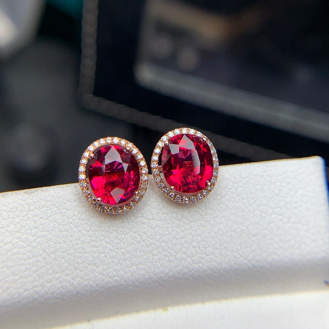 14k Gold 2.3 Ct Natural Tourmaline & Diamond Earrings - 6