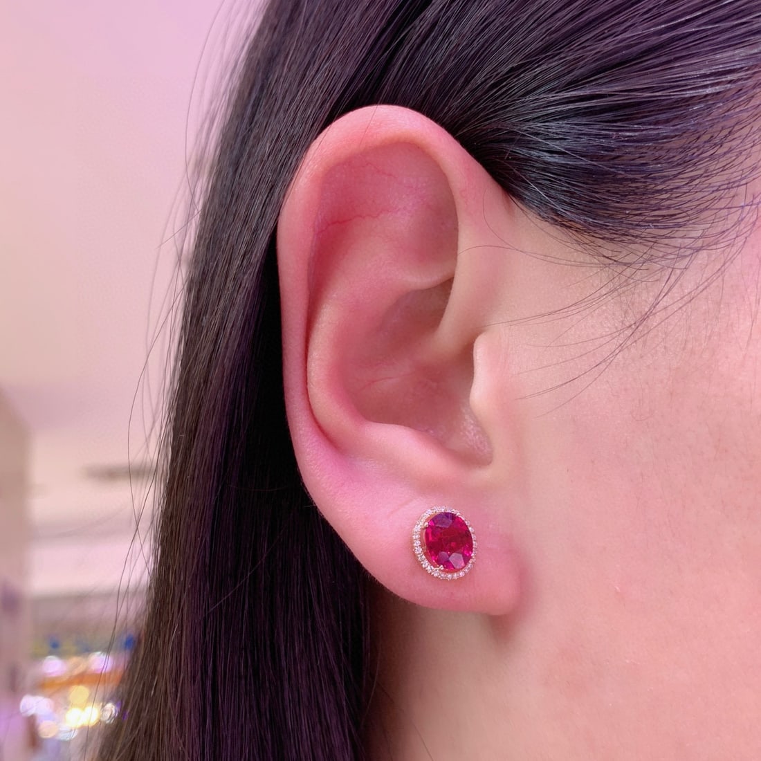 14k Gold 2.3 Ct Natural Tourmaline & Diamond Earrings - 7