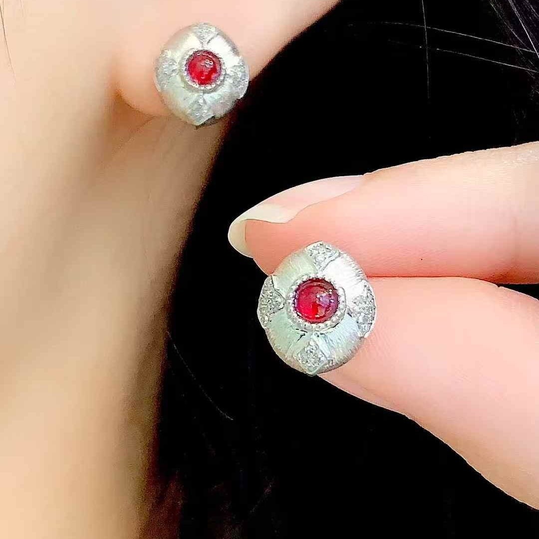 14k Gold 54.57 Ct Natural Spinel & Diamond Earrings - 5