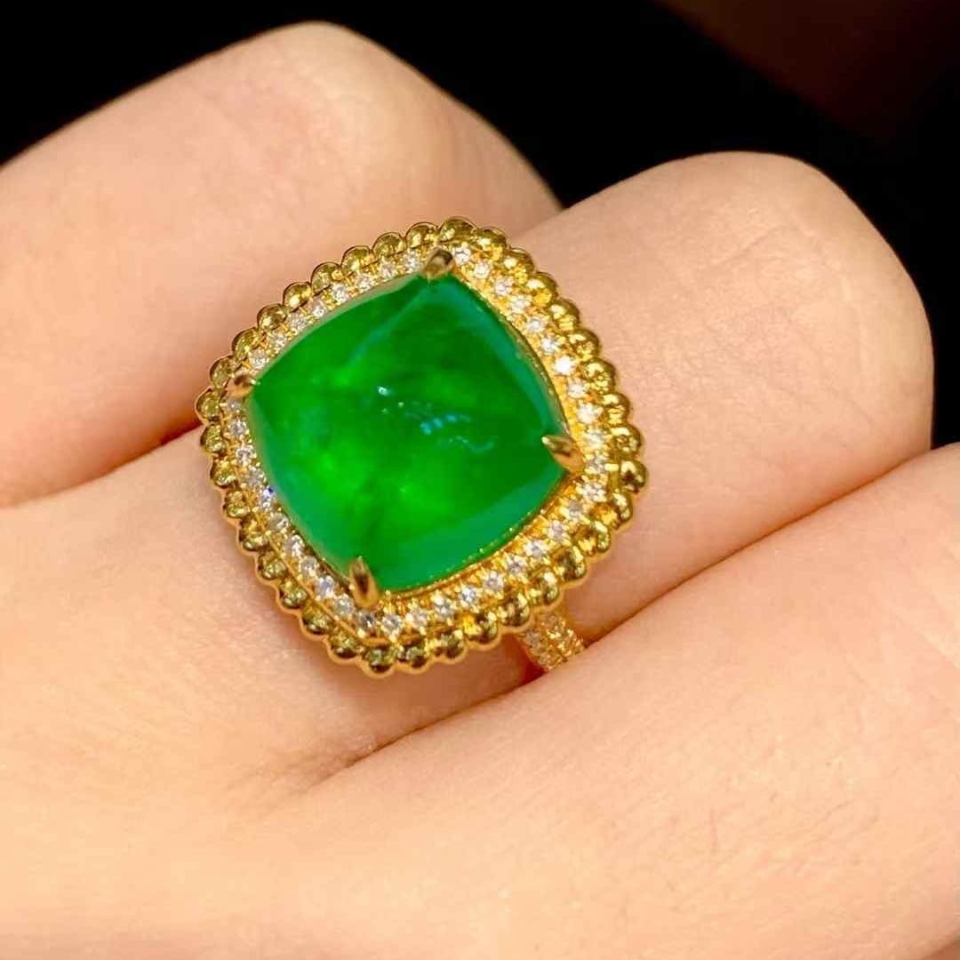 14k Gold 5.6 Ct Natural Emerald & Diamond Ring - 5