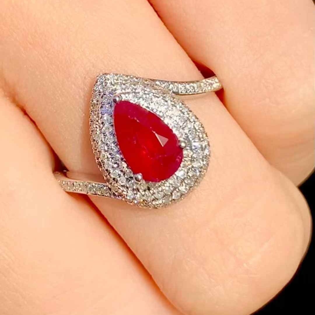 14k Gold 1.1 Ct Natural Ruby & Diamond Ring - 4