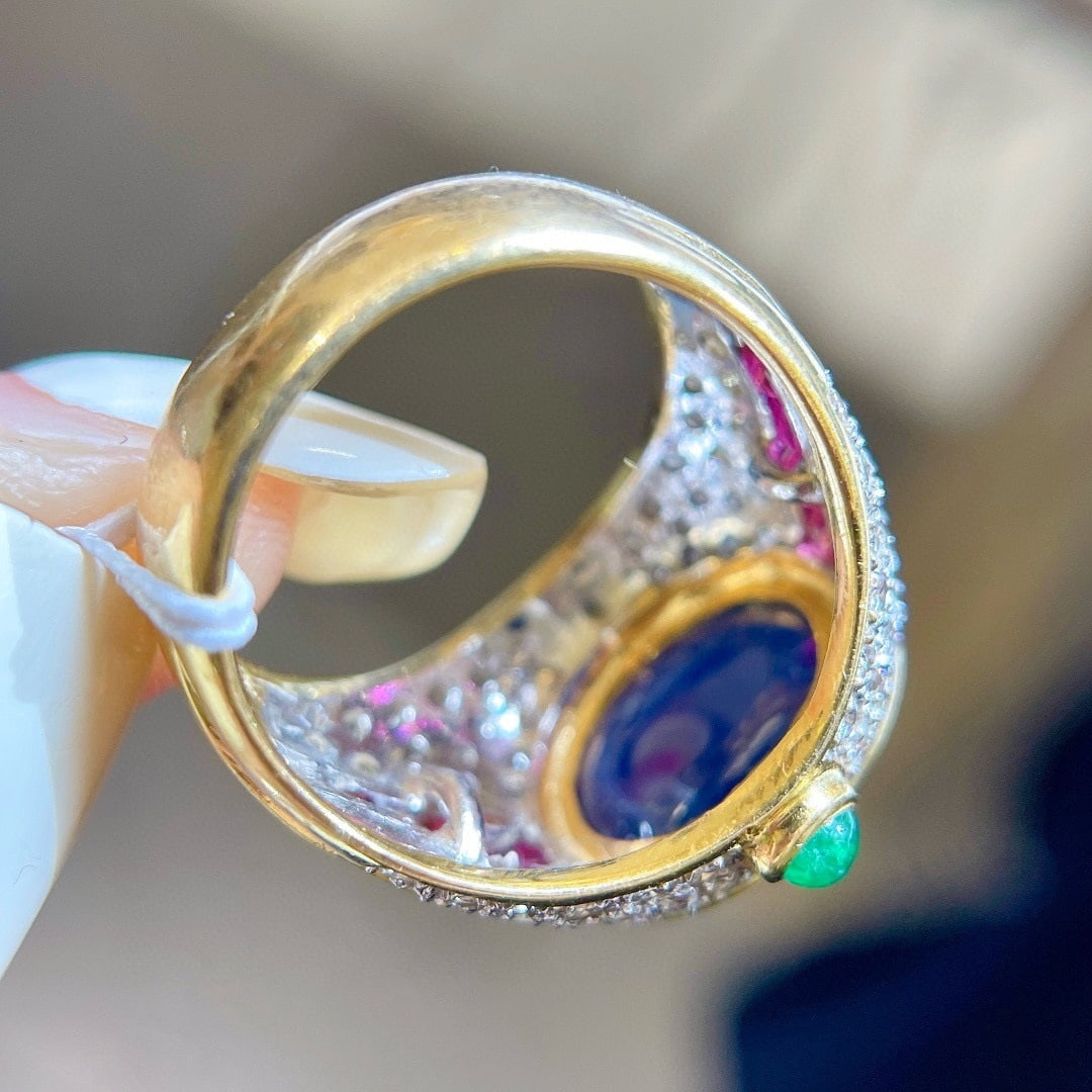 14k Gold 10 Ct Natural Sapphire & Diamond Ring - 6