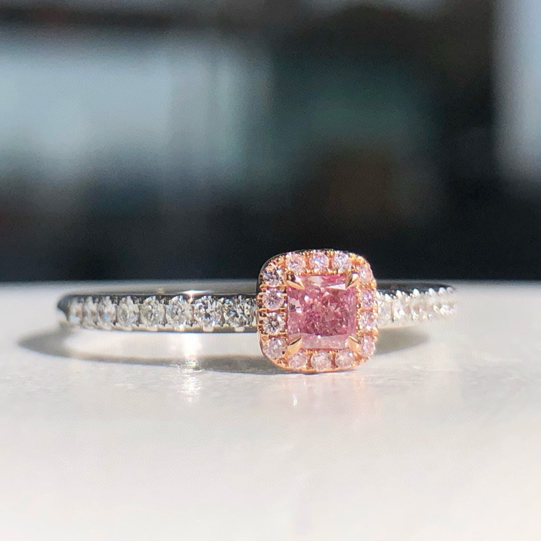 14k Gold 0.32 Ctw Natural Pink Diamond & Diamond Ring - 3