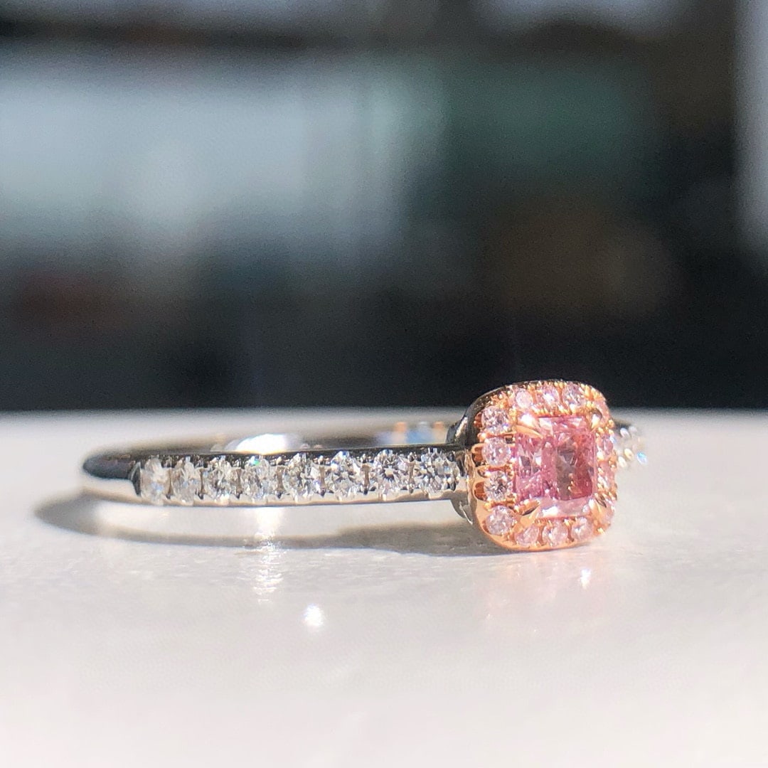 14k Gold 0.32 Ctw Natural Pink Diamond & Diamond Ring - 4