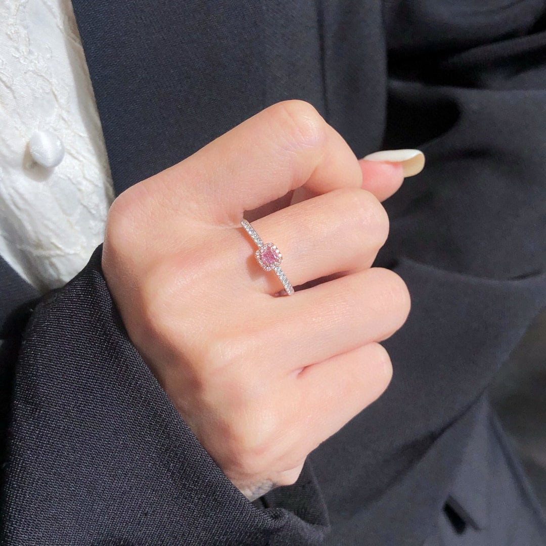 14k Gold 0.32 Ctw Natural Pink Diamond & Diamond Ring - 6