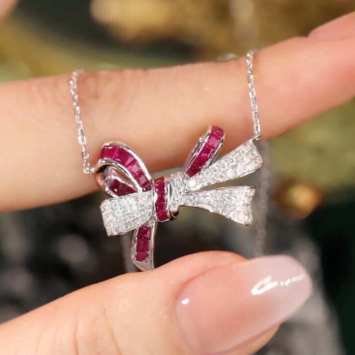14k Gold 2.05 Ctw Natural Ruby & Diamond Necklace: Ref:231111164 // gold content:14k gold // main gemstone:ruby // shape:square // carat weight:1. 4ct // color:red // treatment:natural // // adjacent gemstone 2 : diamond // shape:round // carat