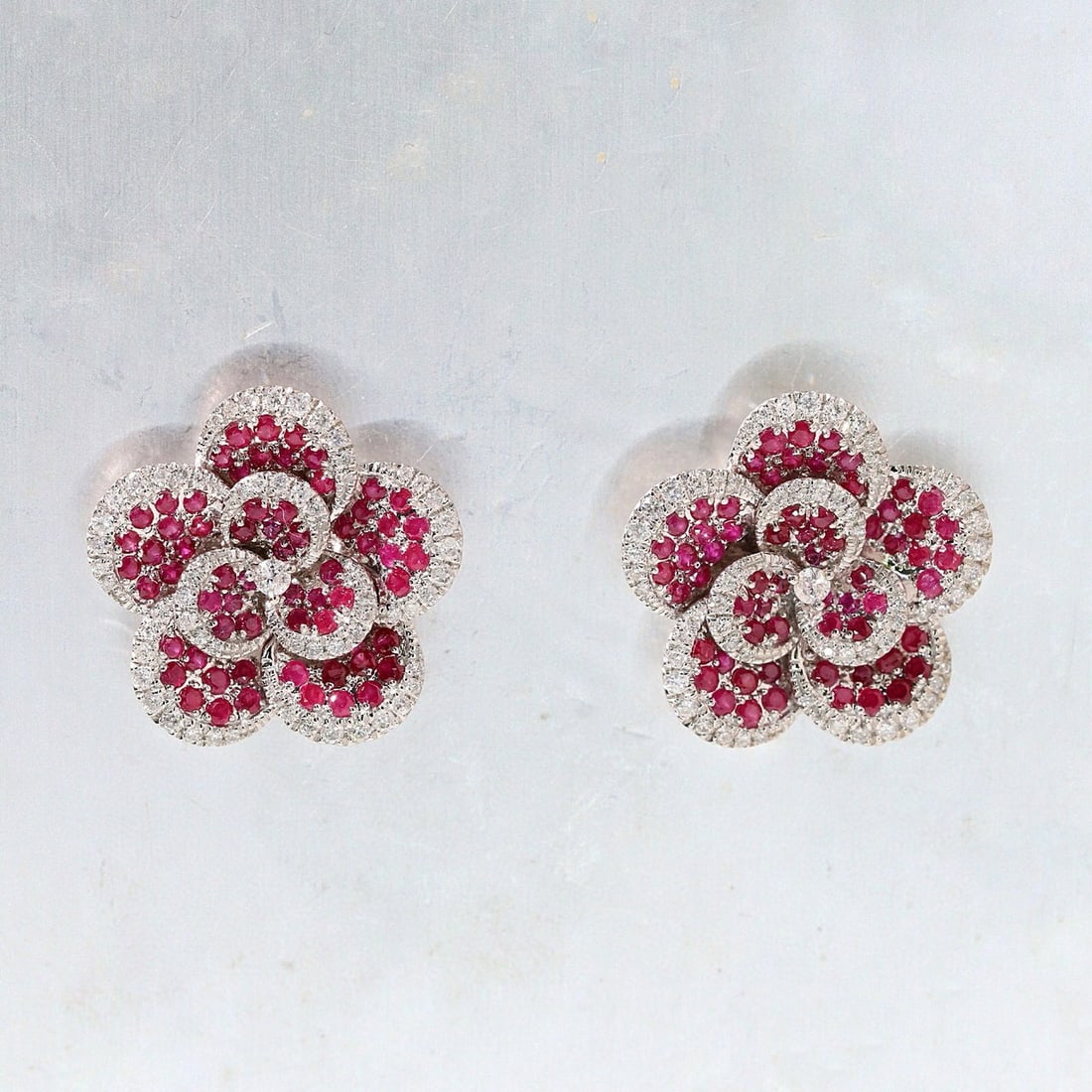 14k Gold 1.2 Ctw Natural Ruby & Diamond Earrings - 4