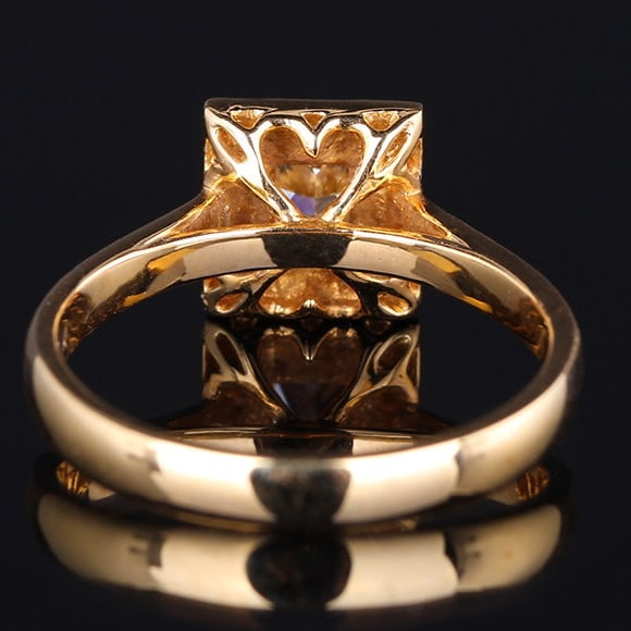 14k Gold 0.73 Ctw Natural Yellow Diamond & Diamond Ring - 2