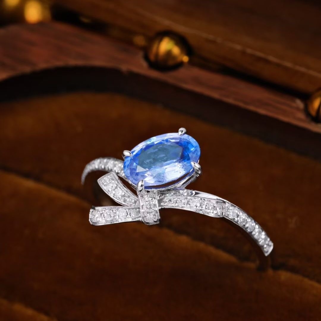 14k Gold 1.36 Ctw Natural Sapphire & Diamond Ring - 4