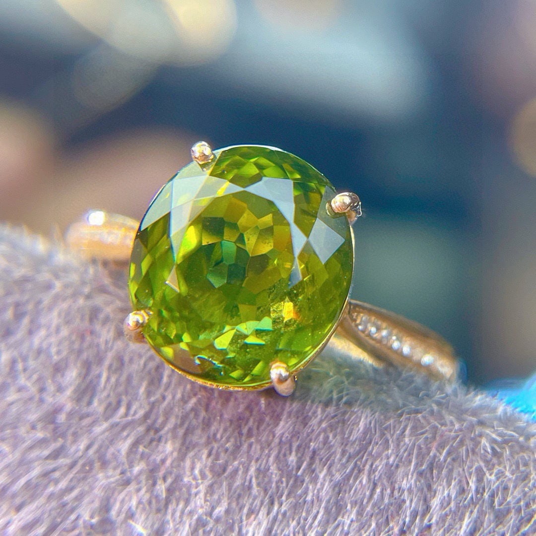 14k Gold 5.75 Ct Natural Tourmaline & Diamond Ring - 2