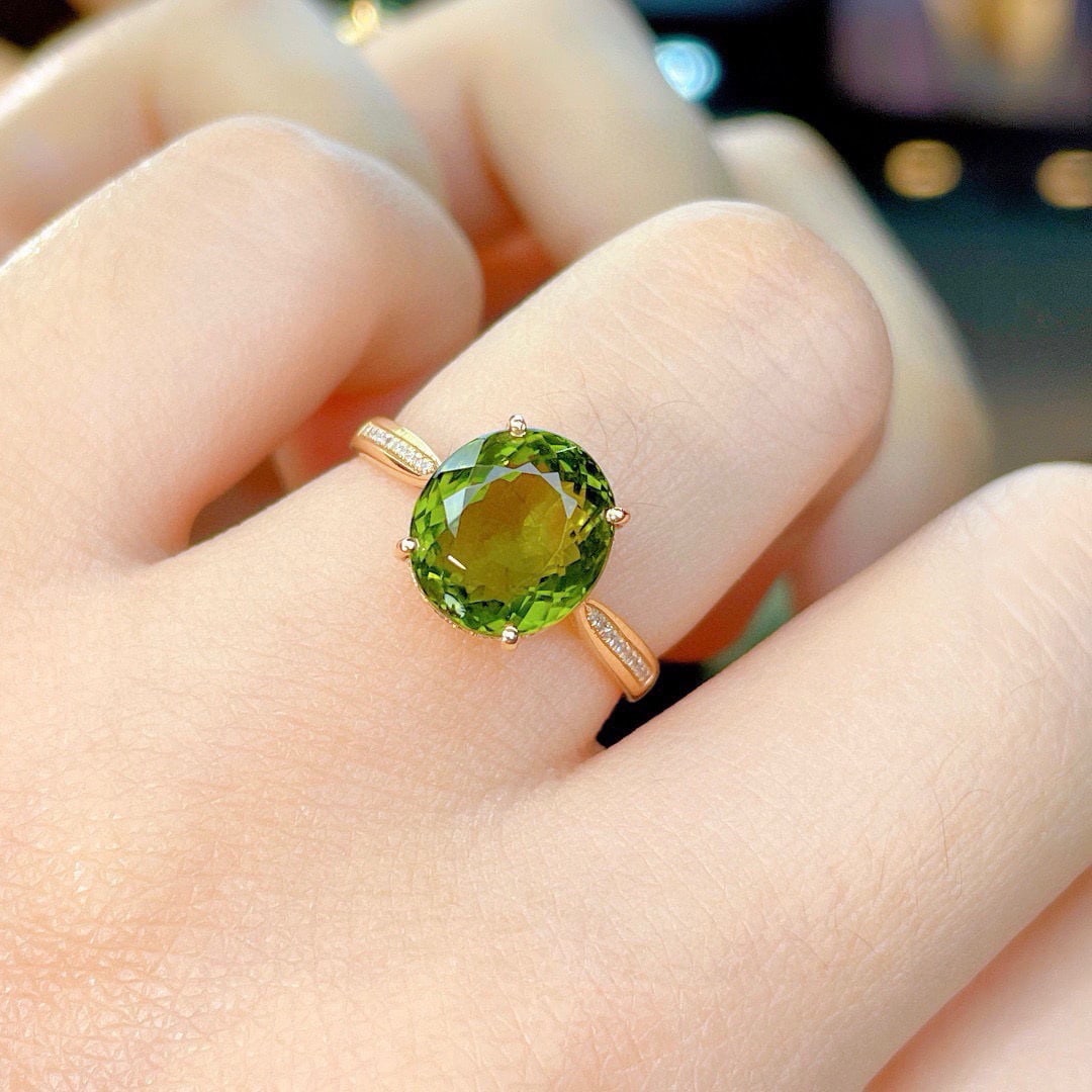 14k Gold 5.75 Ct Natural Tourmaline & Diamond Ring - 4