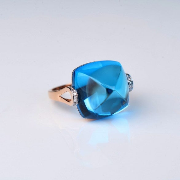 14k Gold 22.56 Ct Natural Topaz & Diamond Ring - 7