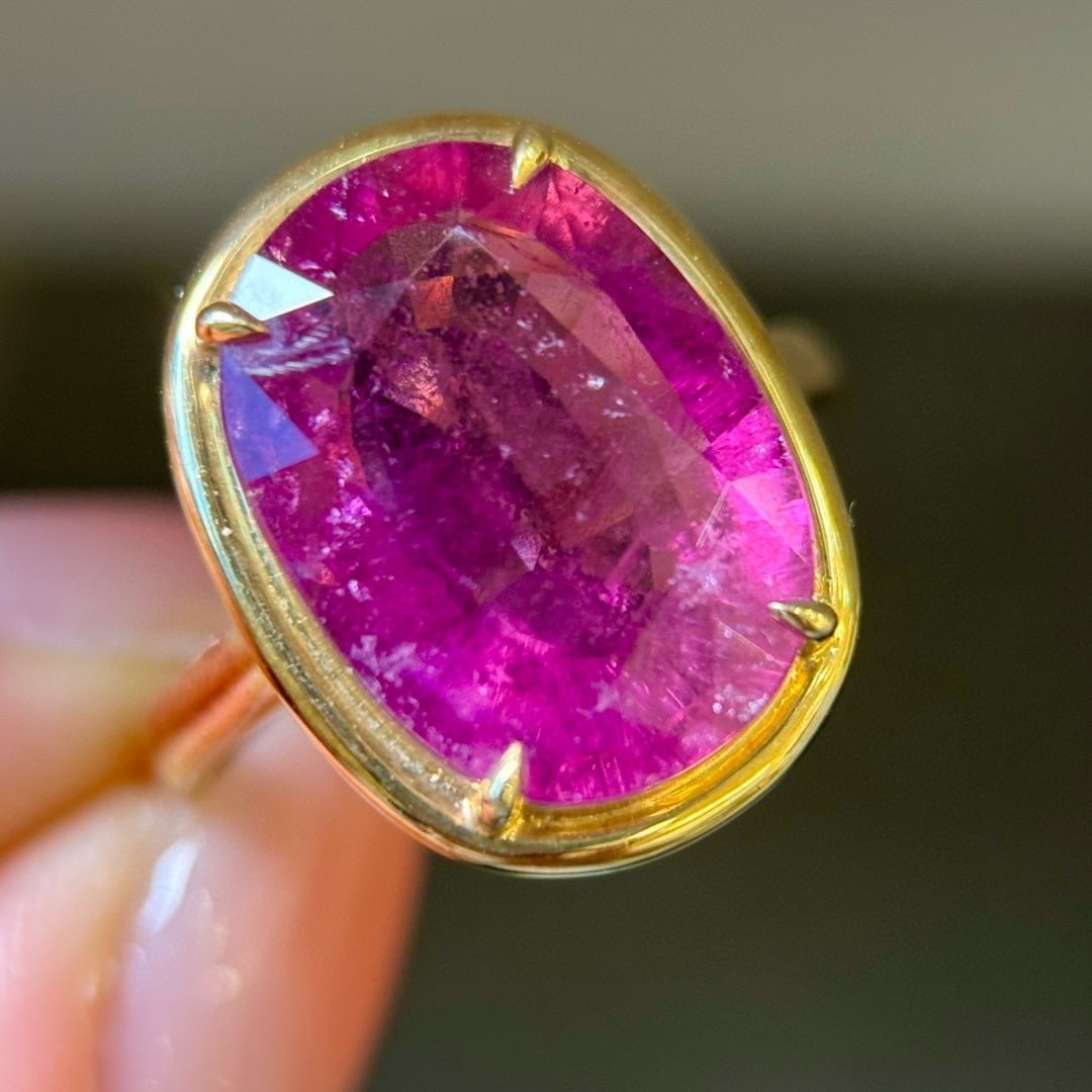 14k Gold 7.50 Ct Natural Tourmaline Ring - 4