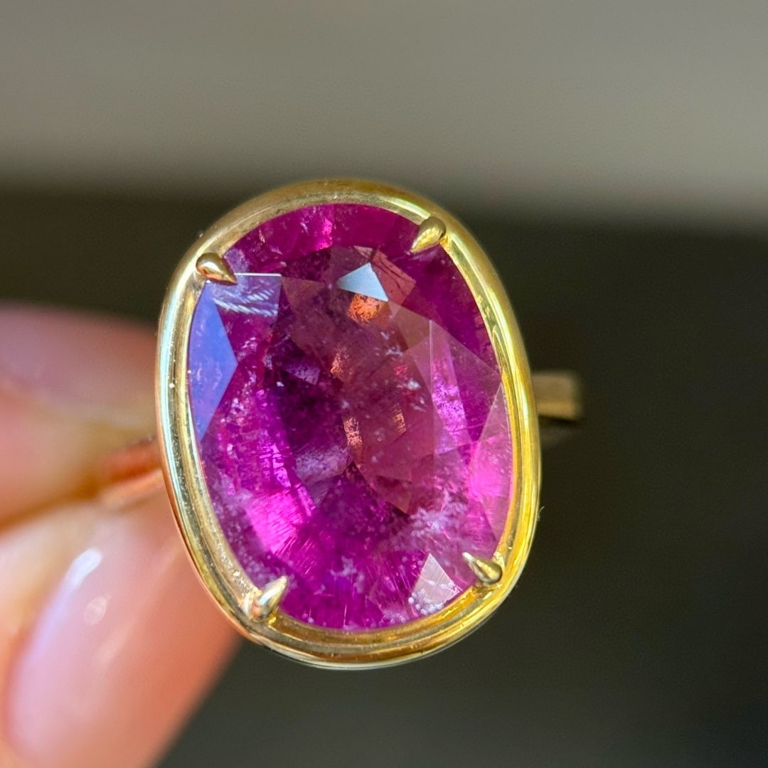 14k Gold 7.50 Ct Natural Tourmaline Ring - 7