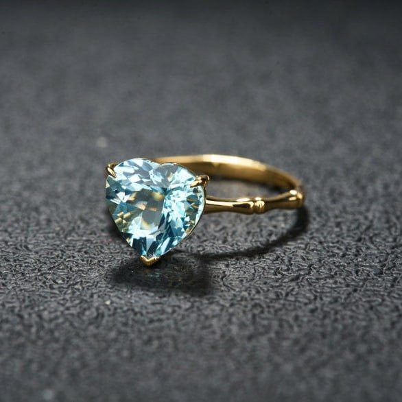14k Gold 2.93 Ct Natural Aquamarine Ring - 4