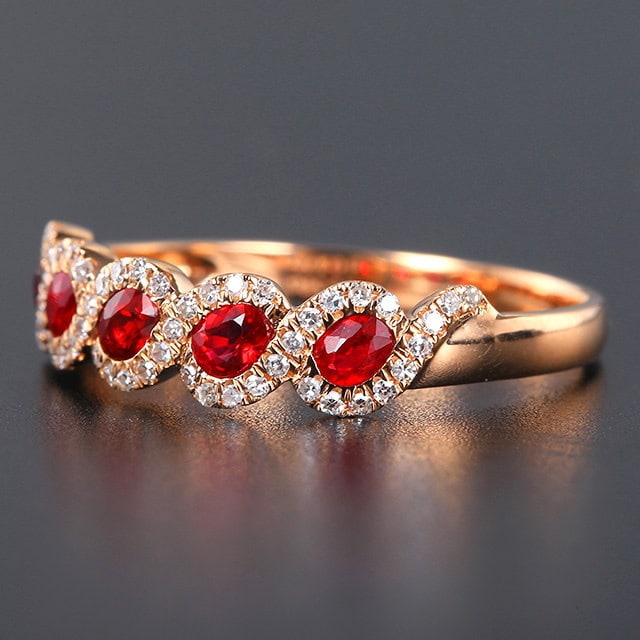 14k Gold 0.67 Ctw Natural Ruby & Diamond Ring - 2