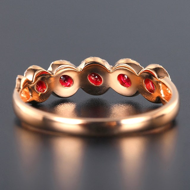 14k Gold 0.67 Ctw Natural Ruby & Diamond Ring - 4