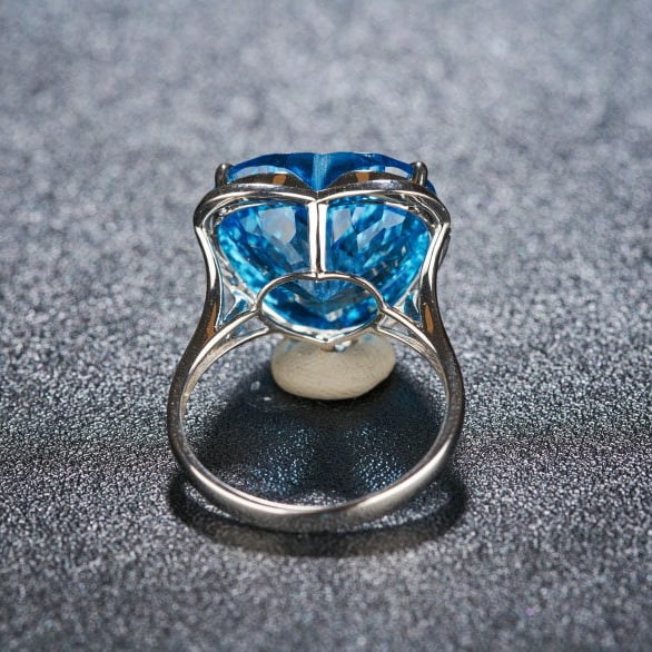 14k Gold 14.8 Ct Natural Topaz & Diamond Ring - 5