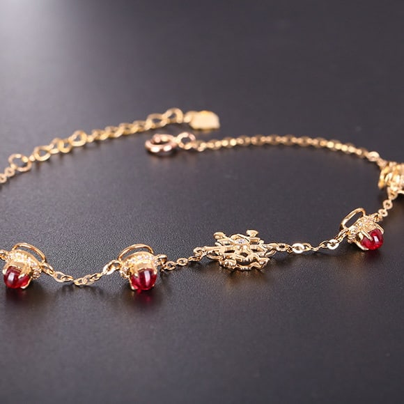 14k Gold 1.2 Ctw Natural Spinel & Diamond Bracelet - 2