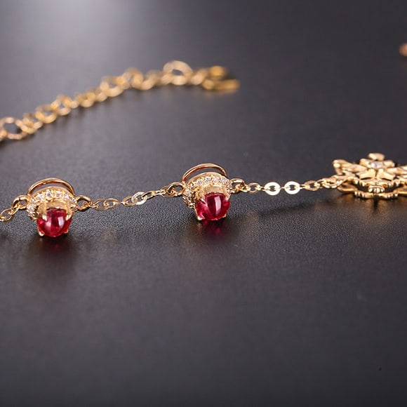 14k Gold 1.2 Ctw Natural Spinel & Diamond Bracelet - 3