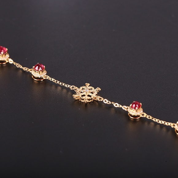 14k Gold 1.2 Ctw Natural Spinel & Diamond Bracelet - 5