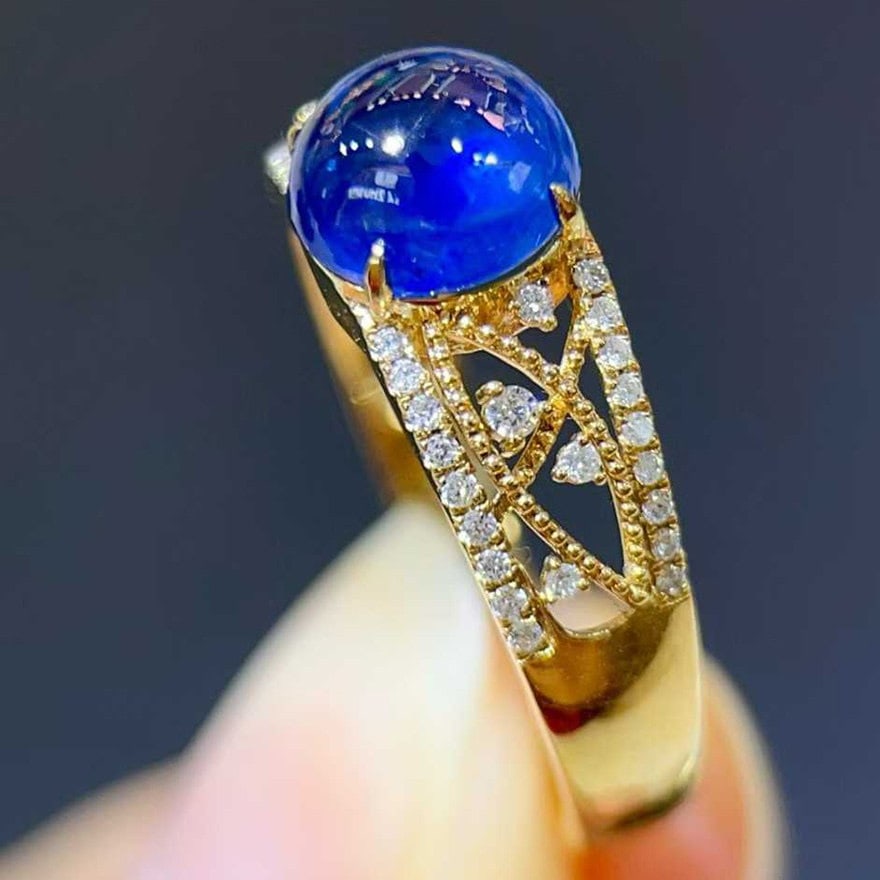 14k Gold 2.19 Ctw Natural Sapphire & Diamond Ring - 2