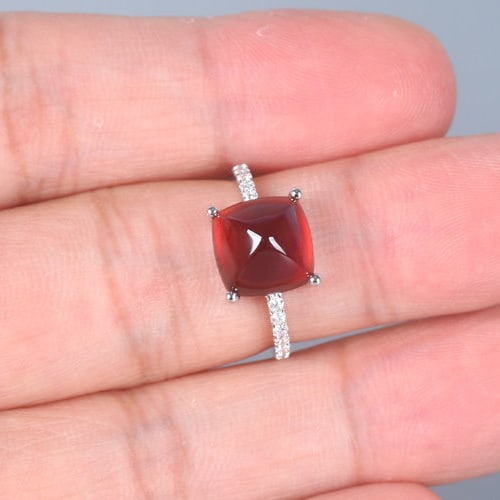 14k Gold 5.19 Ctw Natural Garnet & Diamond Ring - 5