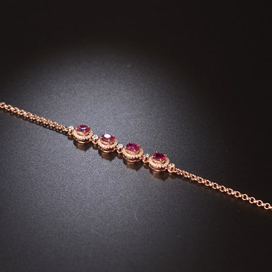 14k Gold 1.64 Ctw Natural Ruby & Diamond Bracelet - 2