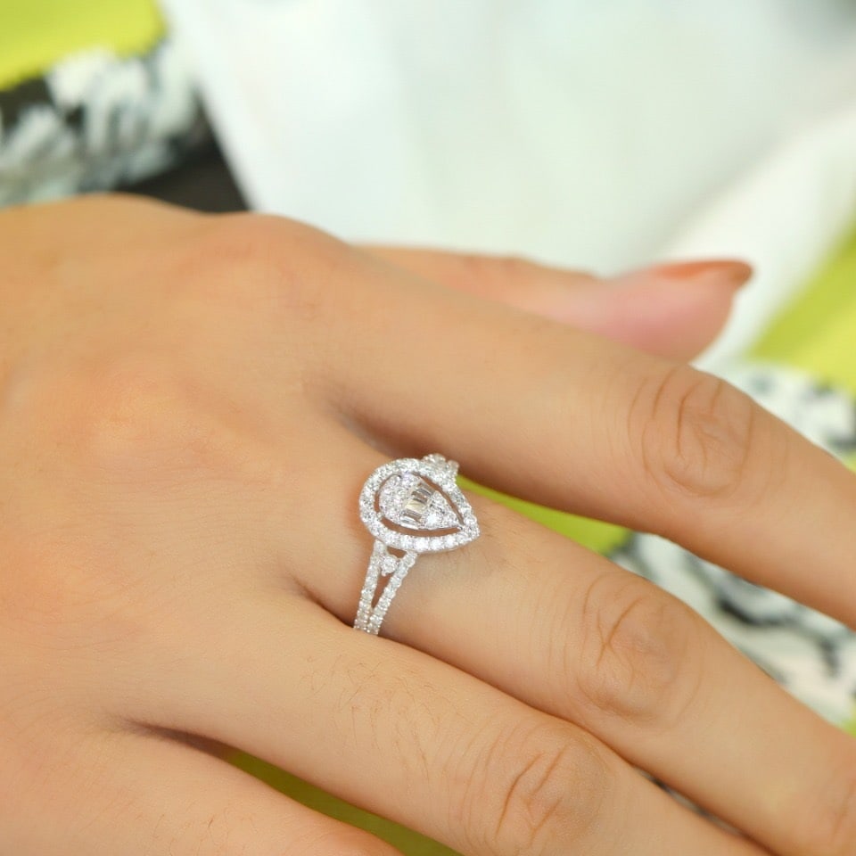 14k Gold 0.68 Ct Natural H Diamond Ring - 6