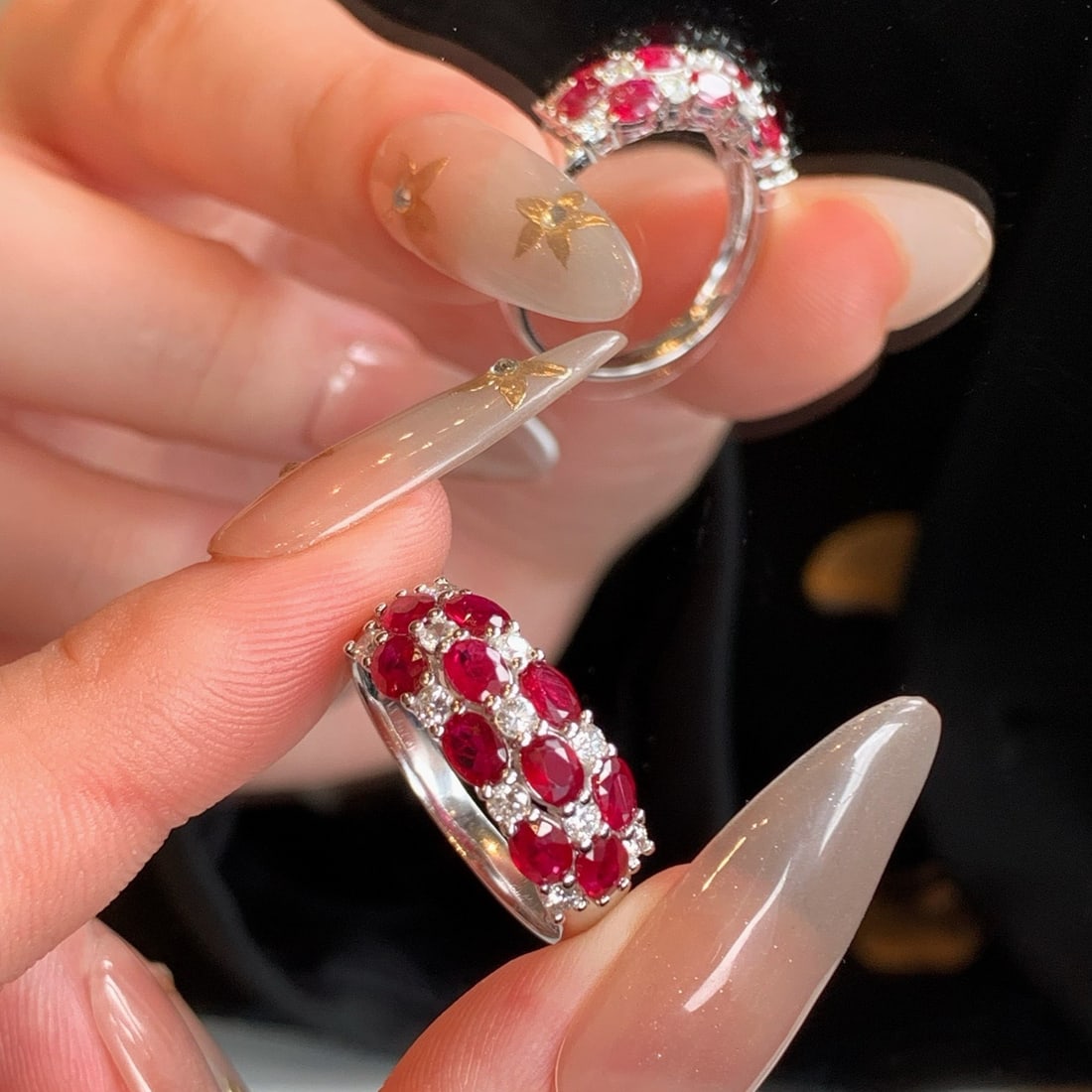 14k Gold 2.35 Ctw Vivid Red Natural Ruby & Diamond Ring - 7