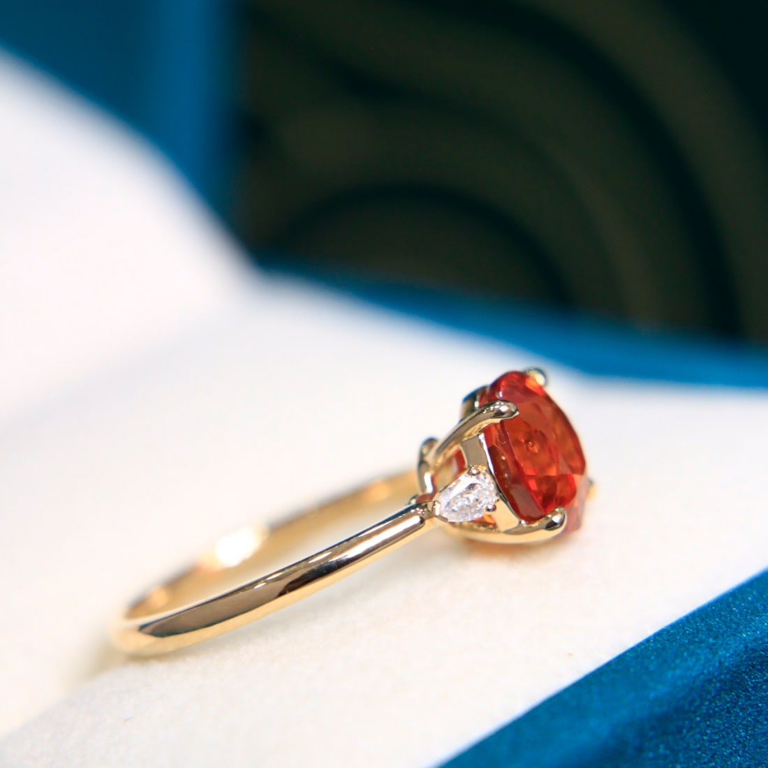 14k Gold 3.91 Ctw Natural Spessartine & Diamond Ring - 2