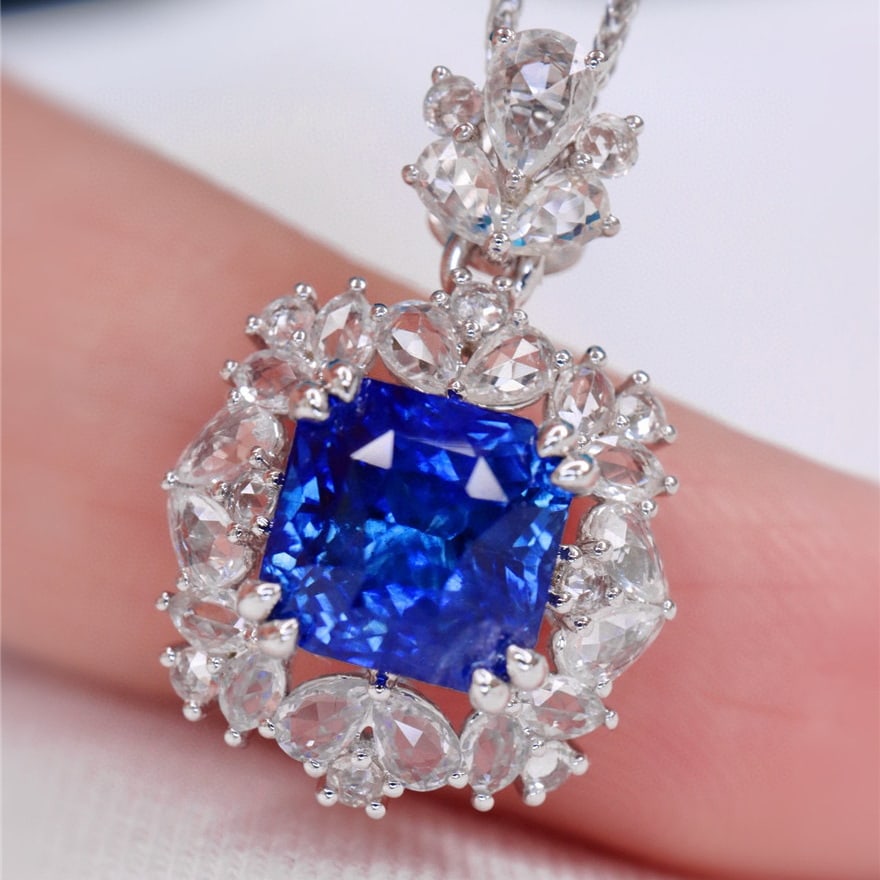 14k Gold 2.87 Ctw Natural Sapphire & Sapphire Pendant( Without Chain ) - 2