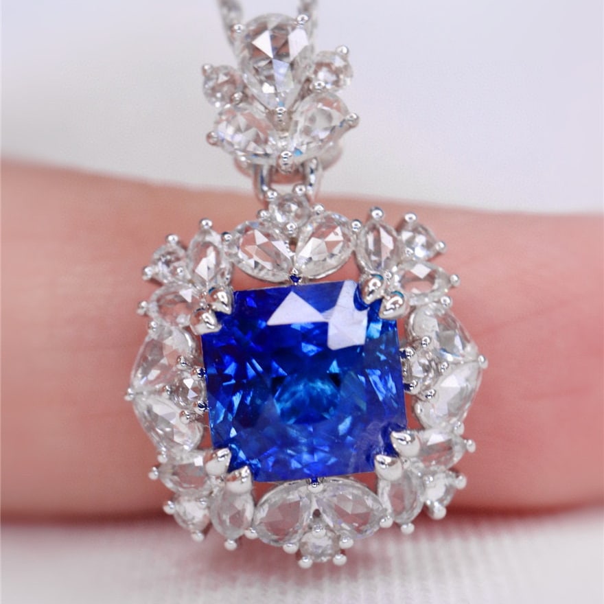 14k Gold 2.87 Ctw Natural Sapphire & Sapphire Pendant( Without Chain ) - 4