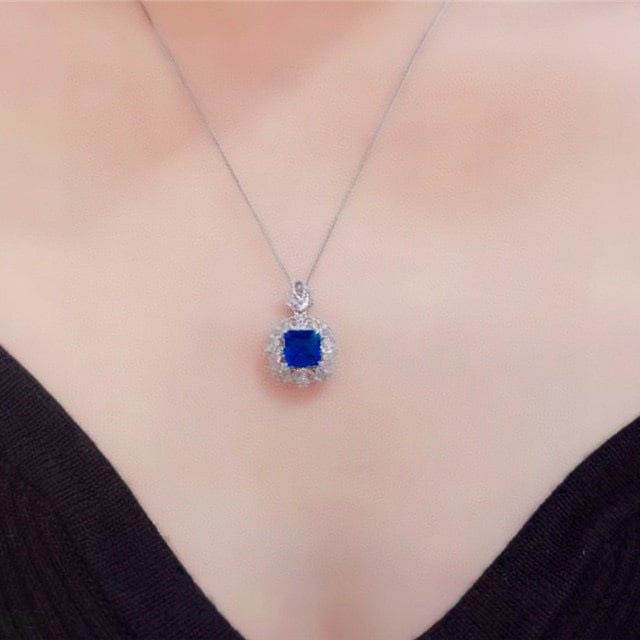 14k Gold 2.87 Ctw Natural Sapphire & Sapphire Pendant( Without Chain ) - 5