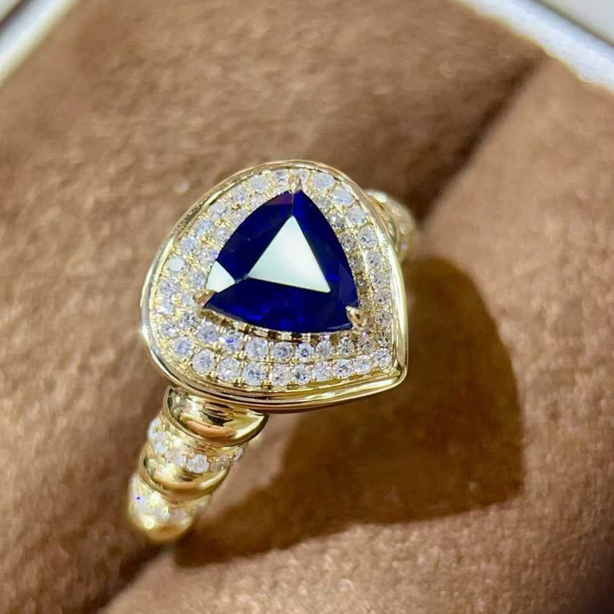 14k Gold 1.81 Ctw Natural Sapphire & Diamond Ring - 3