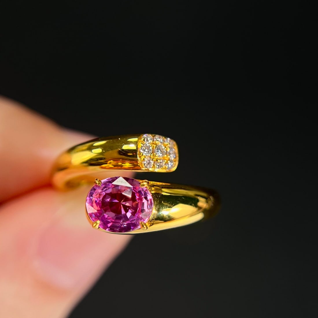 14k Gold 1.19 Ctw Natural Padparadscha Sapphire & Diamond Ring - 3