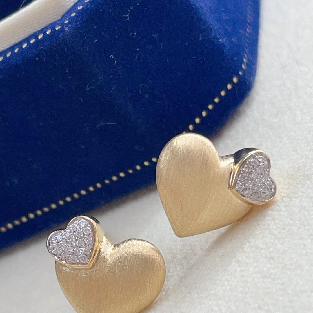 14k Gold 0.15 Ct Natural H Diamond Earrings - 2