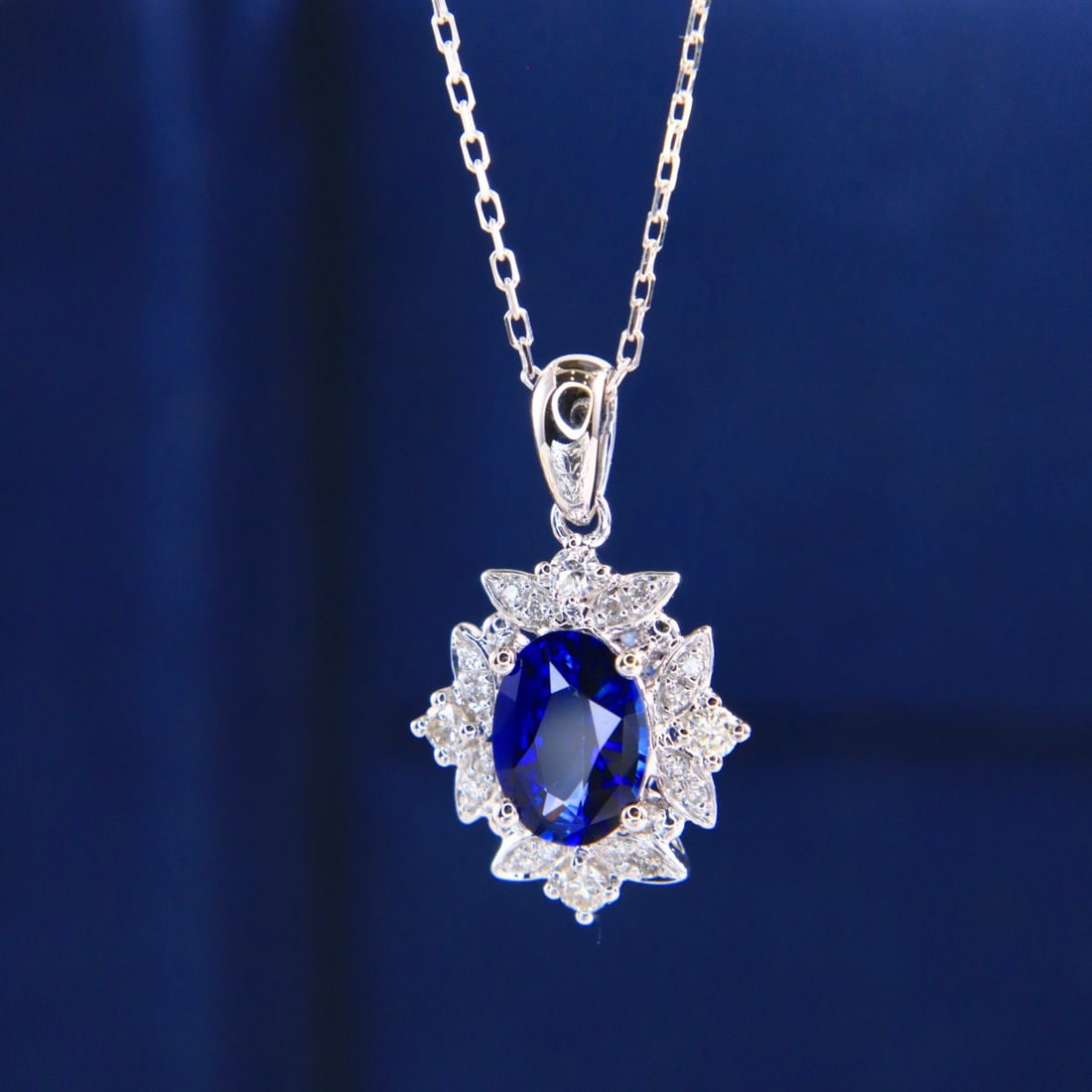 14k Gold 1.25 Ctw Natural Sapphire & Diamond Pendant( Without Chain ) - 4