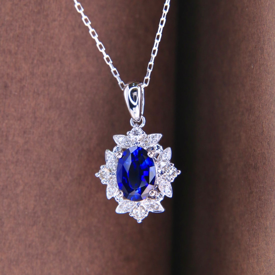14k Gold 1.25 Ctw Natural Sapphire & Diamond Pendant( Without Chain ) - 7