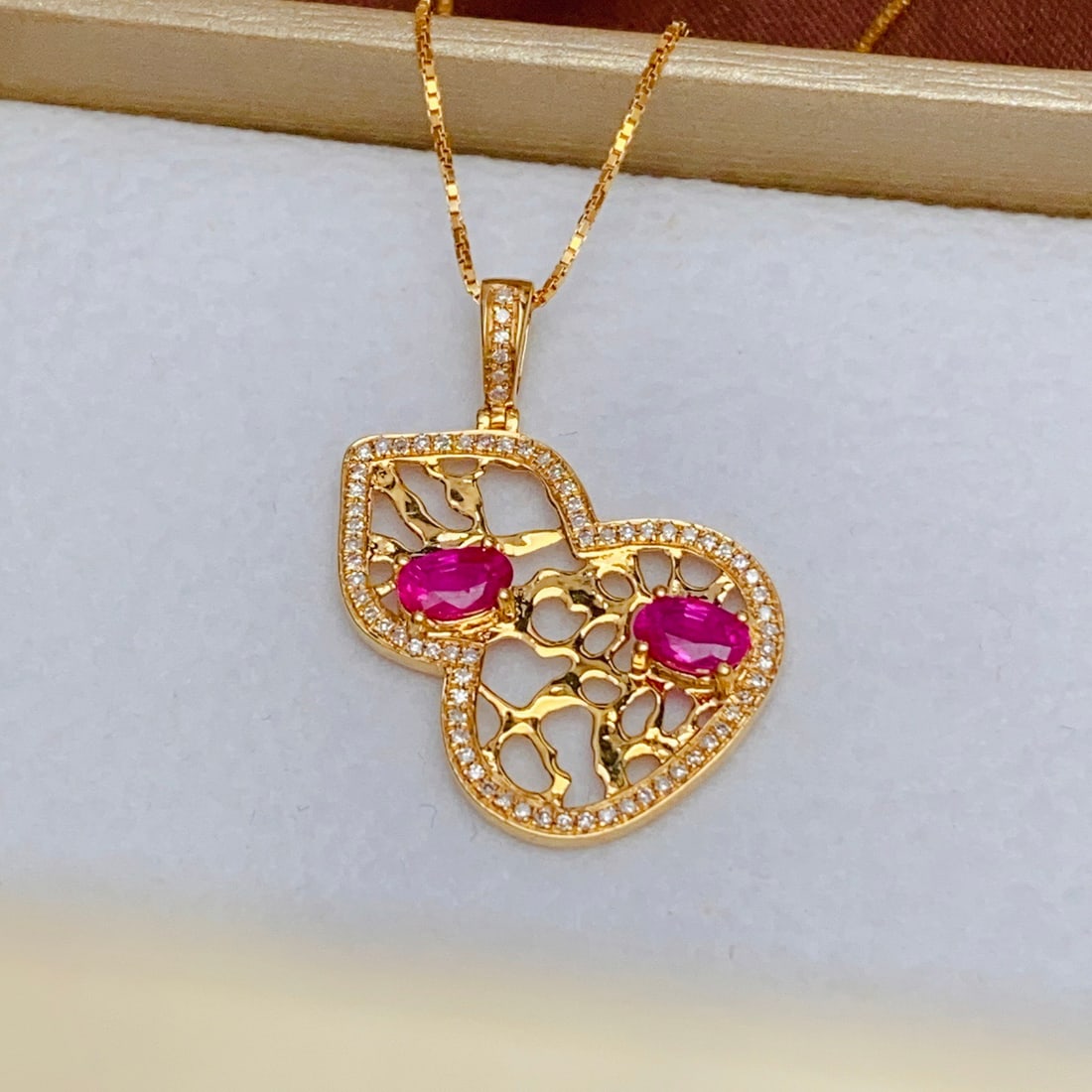 14k Gold 1.00 Ct Natural Ruby & Diamond Pendant( Without Chain ) - 4
