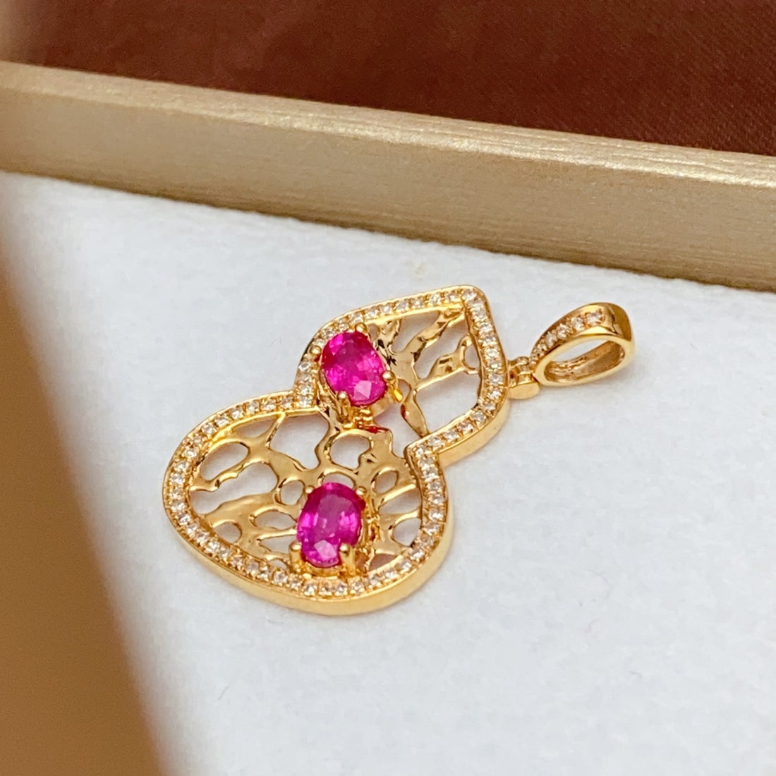 14k Gold 1.00 Ct Natural Ruby & Diamond Pendant( Without Chain ) - 6