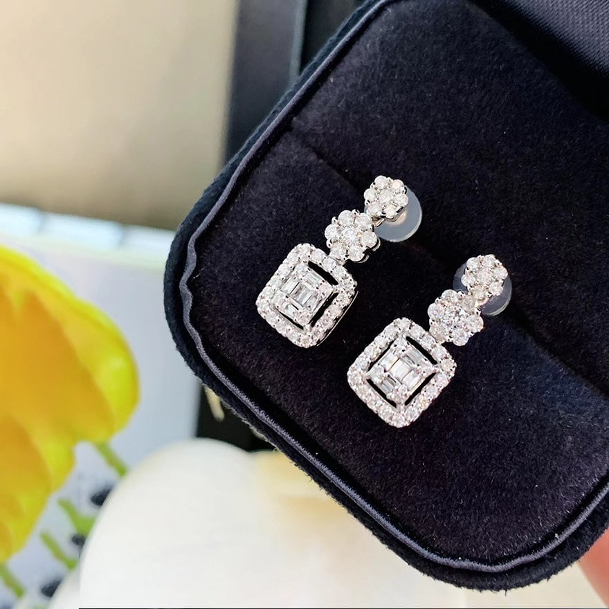 14k Gold 0.9 Ct Natural H Diamond Earrings - 6