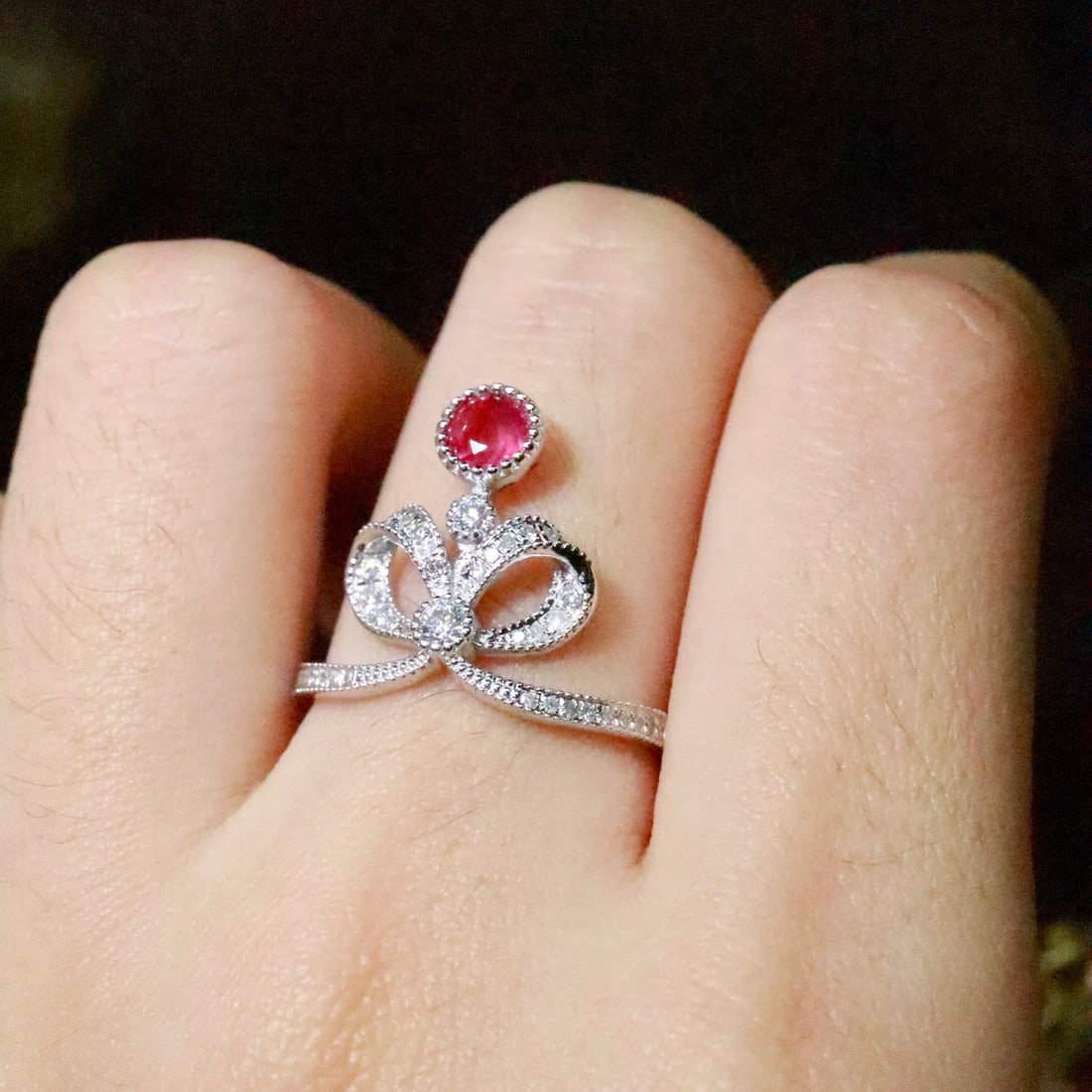 14k Gold 0.54 Ctw Natural Ruby & Diamond Ring - 6