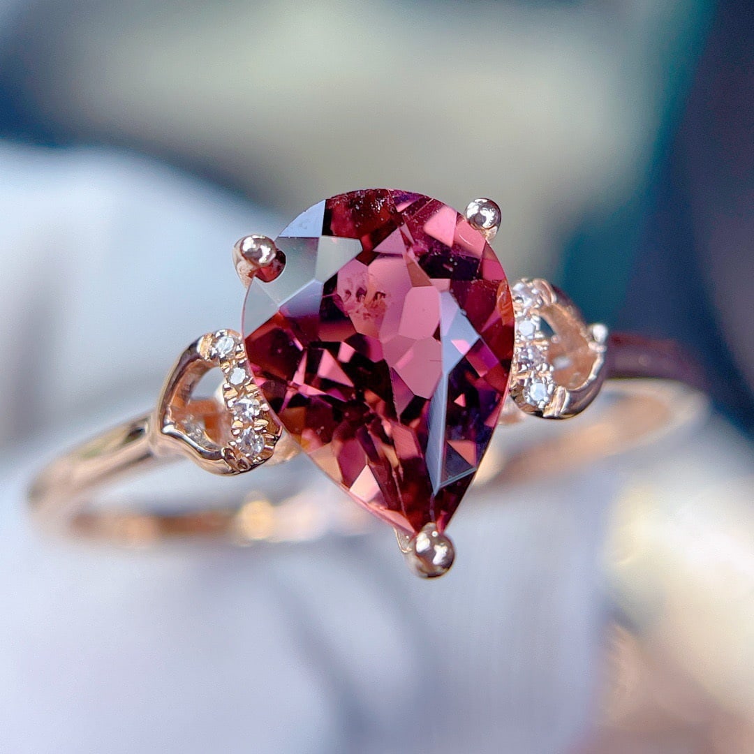 14k Gold 1.6 Ct Natural Tourmaline & Diamond Ring - 2