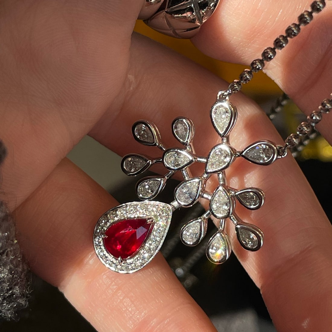 14k Gold 2.42 Ctw Natural Ruby & Diamond Necklace - 5