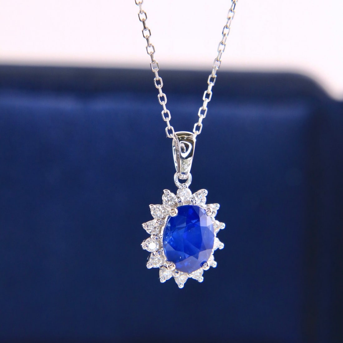 14k Gold 1.77 Ctw Natural Sapphire & Diamond Necklace - 2