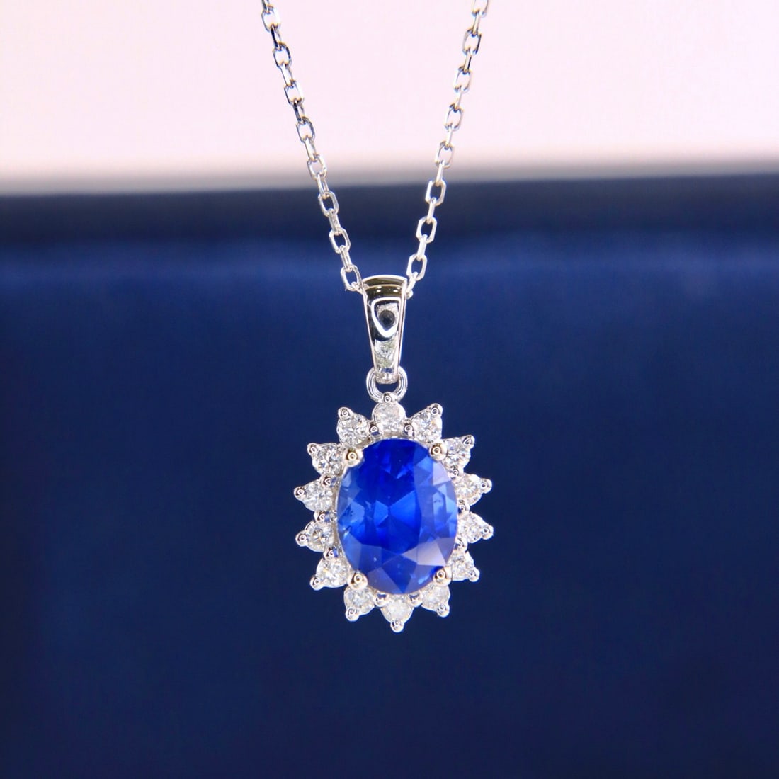 14k Gold 1.77 Ctw Natural Sapphire & Diamond Necklace - 3