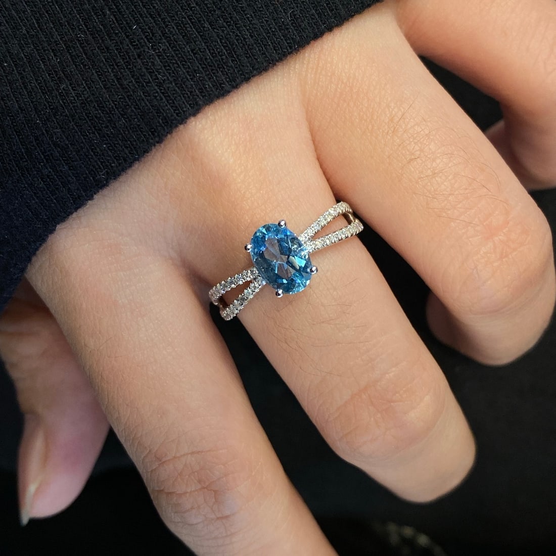 14k Gold 1.16 Ctw Natural Aquamarine & Diamond Ring - 3