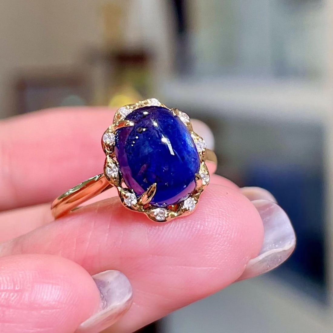 14k Gold 5.06 Ctw Natural Sapphire & Diamond Ring - 2