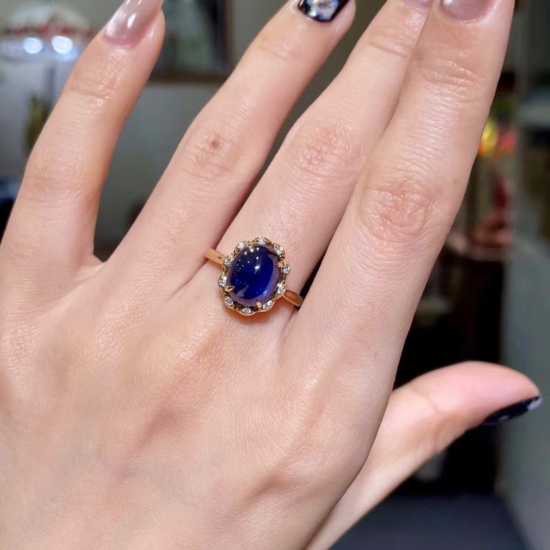 14k Gold 5.06 Ctw Natural Sapphire & Diamond Ring - 4